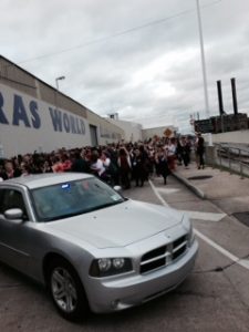 The line went on forever to enter the Mardi Gras float room