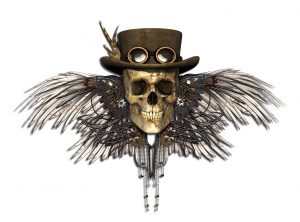 22165813 - a steampunk skull isolated on white - 3d render.