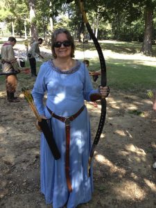 Debra with her mongoolian horse bow